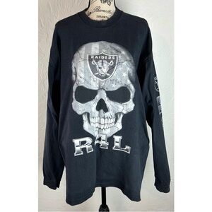 Raiders Men’s Vintage Pro Club Heavyweight Black Long Sleeve T-Shirt, 2XL